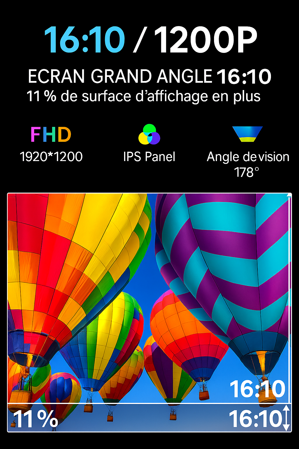 Ecran Triple 16'' - 16:9 - 1920*1200 - Full HD