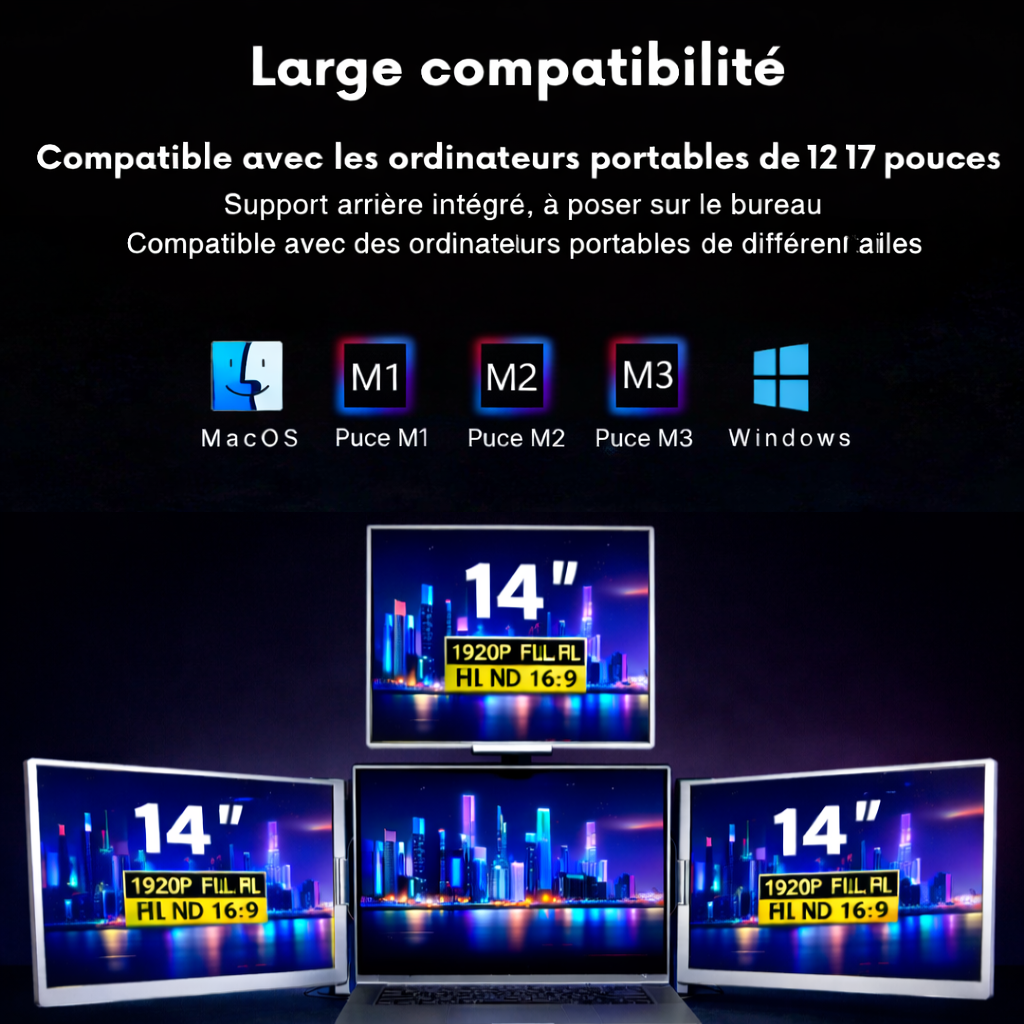Ecran Trio 14'' - 16:10 - 1920*1200 - Full HD